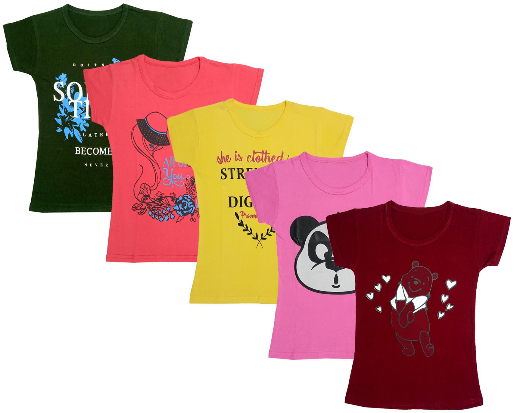 

Indiweaves Girl Cotton Printed T shirt - Multi