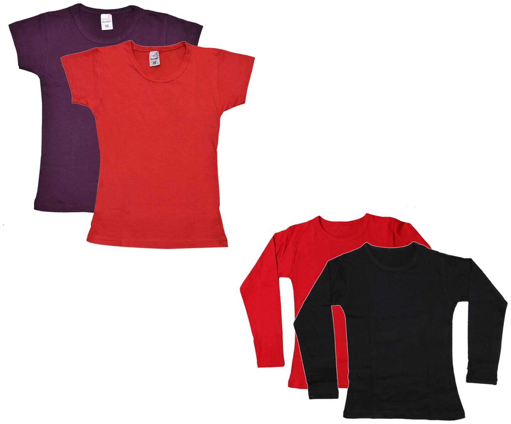 

Indiweaves Girl Cotton Solid T shirt - Multi