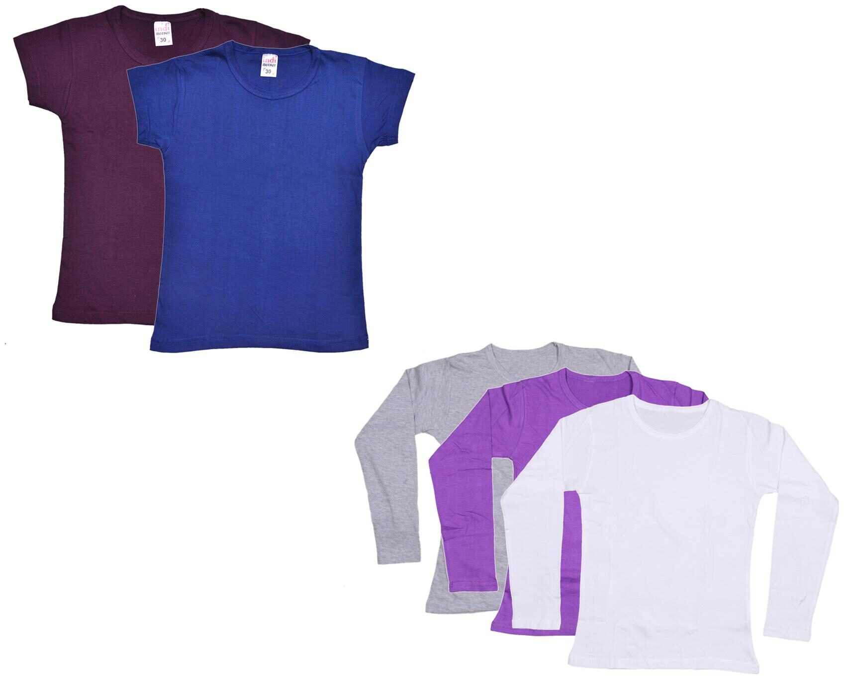 

Indiweaves Girl Cotton Solid T shirt - Multi