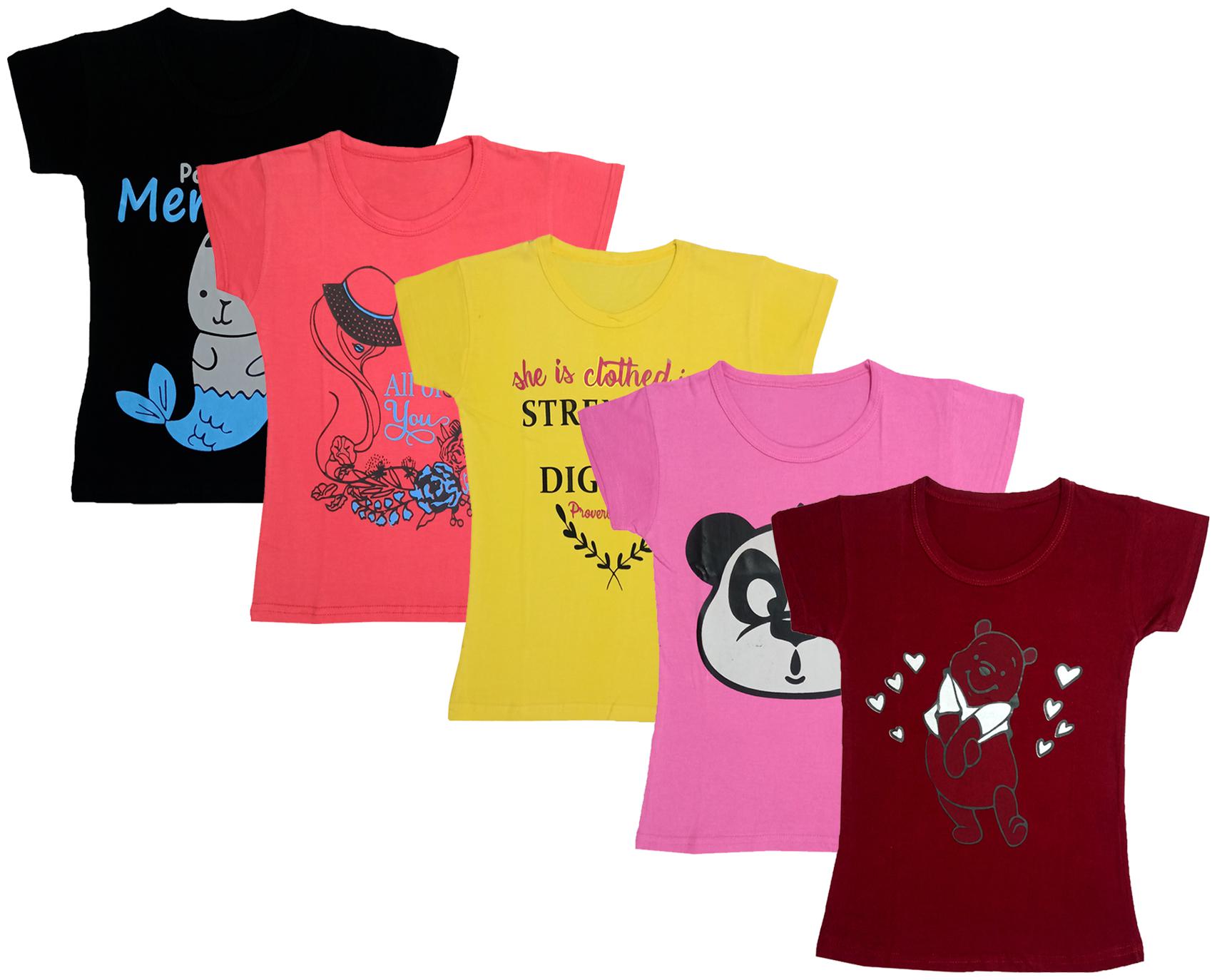 

Indiweaves Girl Cotton Printed T shirt - Multi