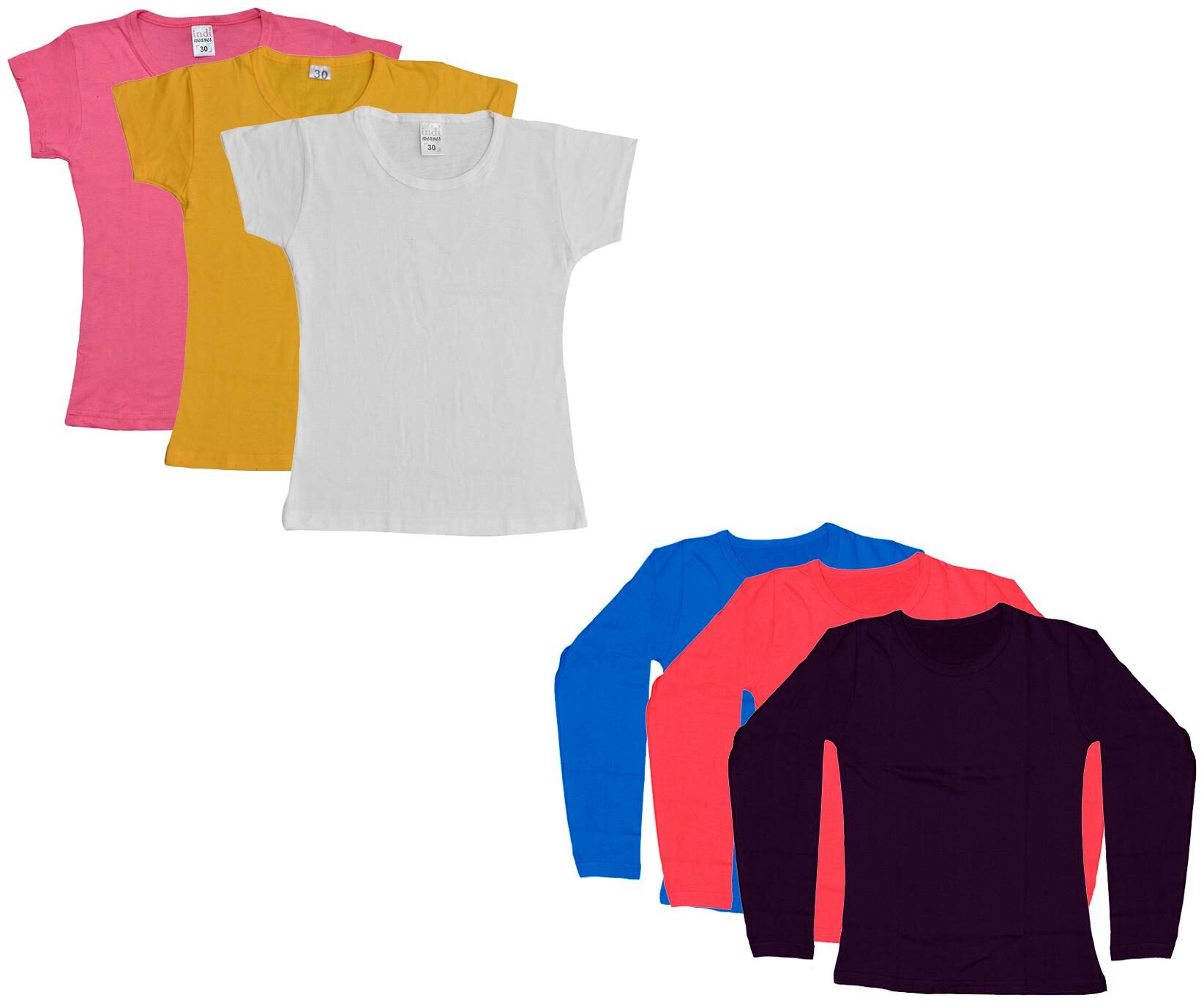 

Indiweaves Girl Cotton Solid T shirt - Multi