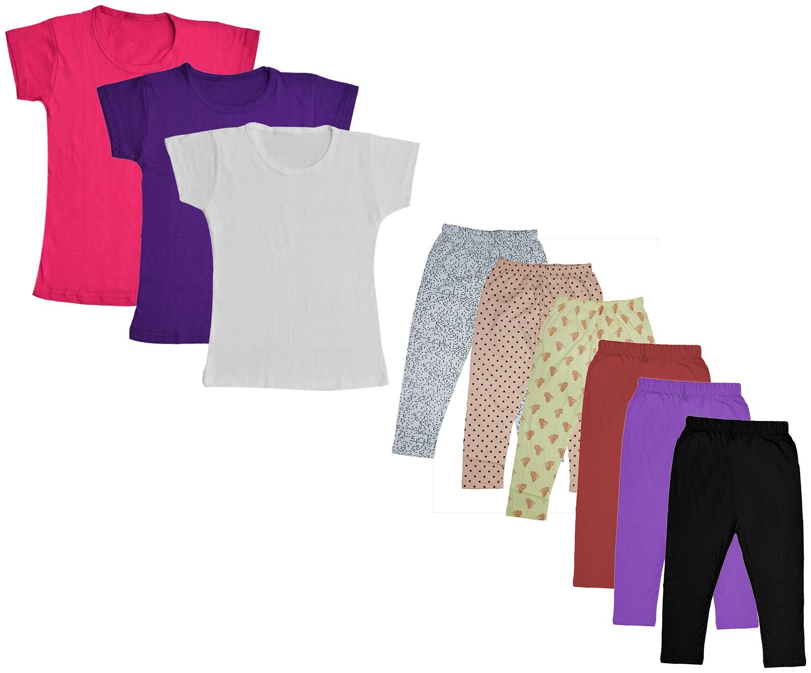 

Indiweaves Girl Cotton Top Bottom Set - Multi