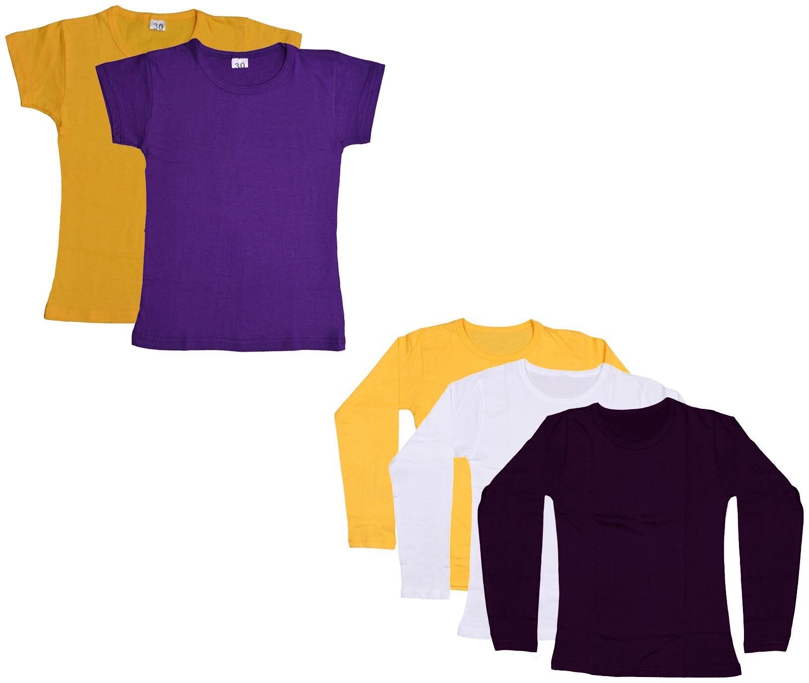 

Indiweaves Girl Cotton Solid T shirt - Multi