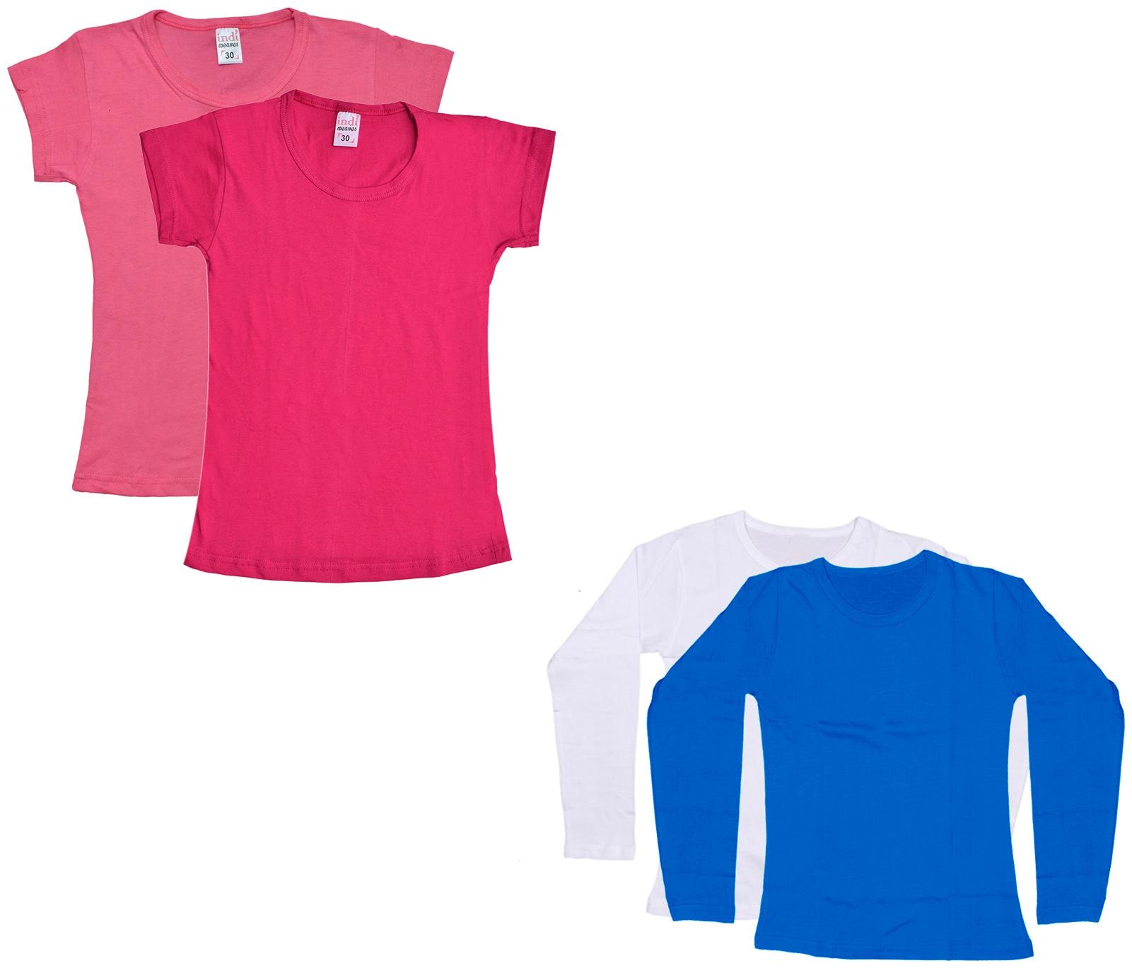 

Indiweaves Girl Cotton Solid T shirt - Multi