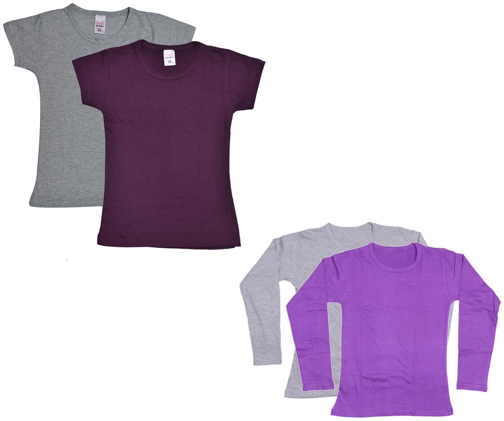 

Indiweaves Girl Cotton Solid T shirt - Multi