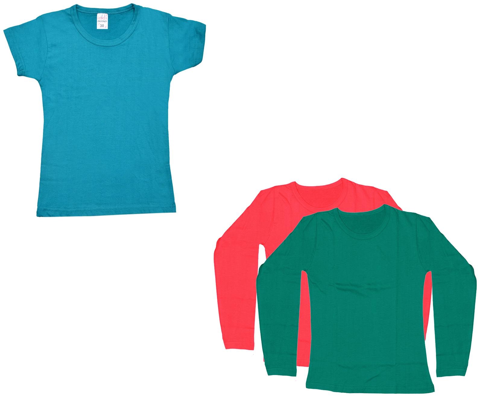 

Indiweaves Girl Cotton Solid T shirt - Multi