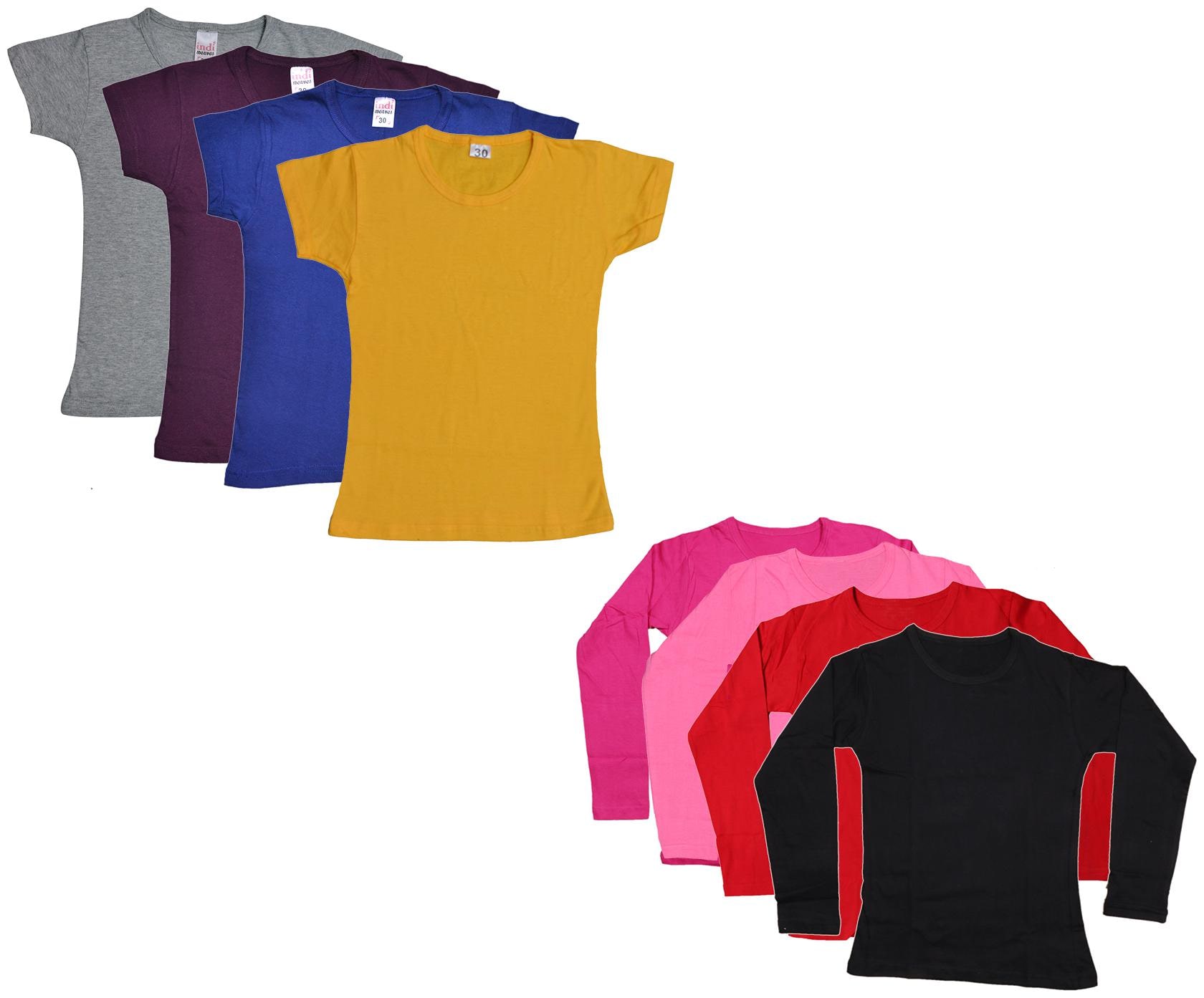 

Indiweaves Girl Cotton Solid T shirt - Multi