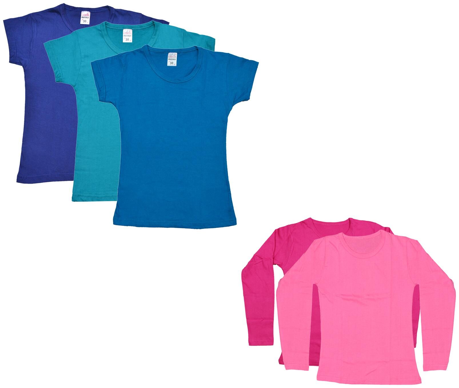

Indiweaves Girl Cotton Solid T shirt - Multi