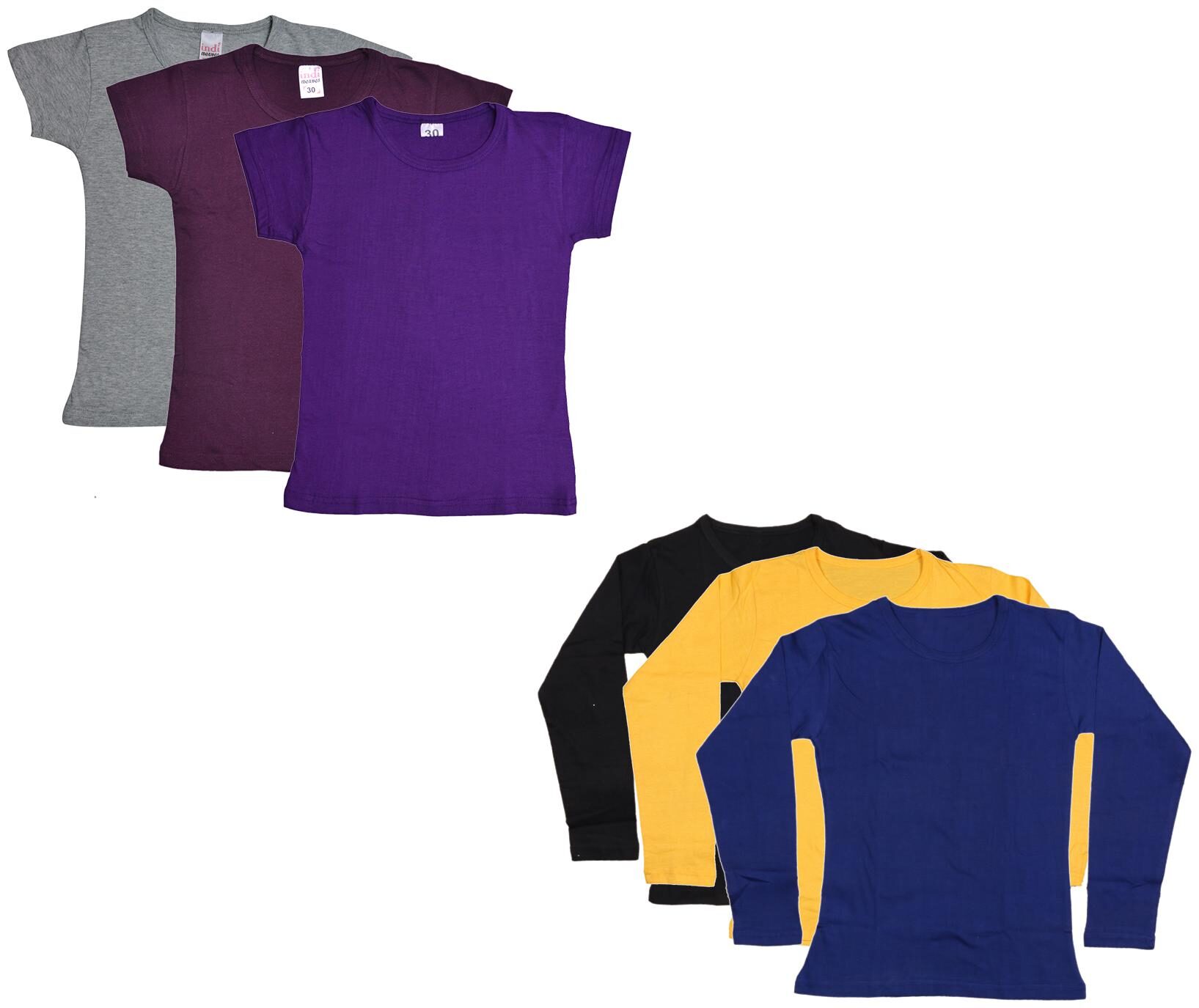 

Indiweaves Girl Cotton Solid T shirt - Multi