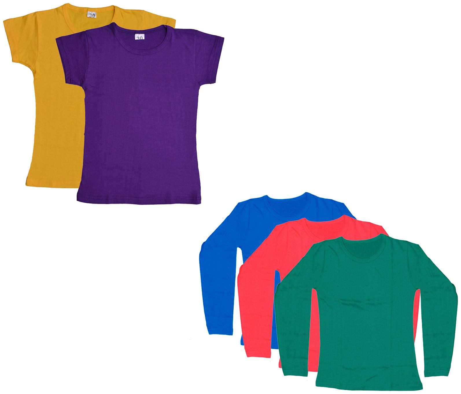 

Indiweaves Girl Cotton Solid T shirt - Multi