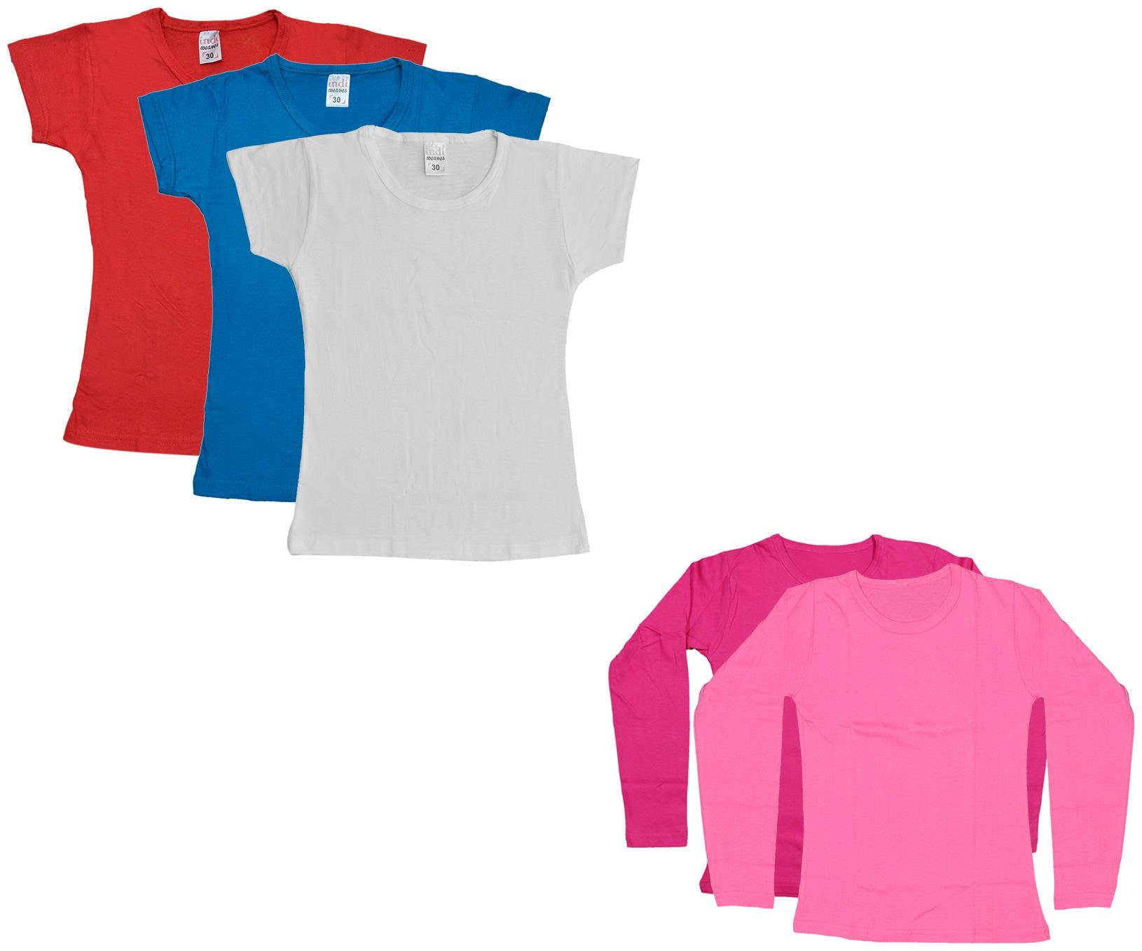 

Indiweaves Girl Cotton Solid T shirt - Multi