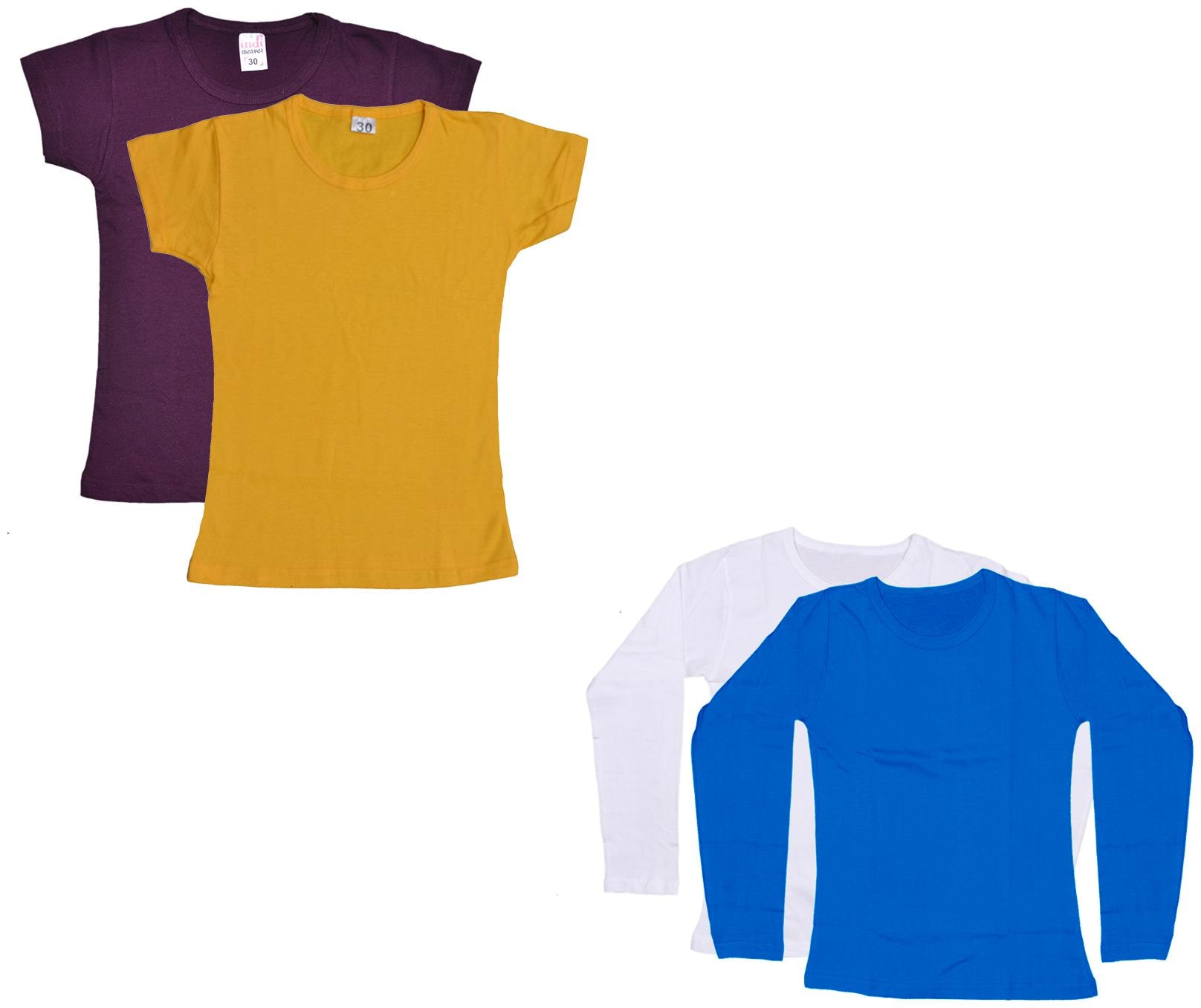 

Indiweaves Girl Cotton Solid T shirt - Multi