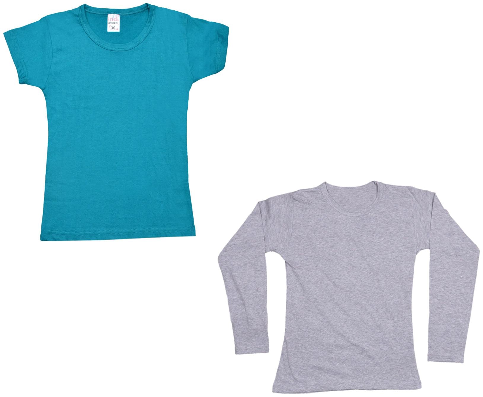 

Indiweaves Girl Cotton Solid T shirt - Multi