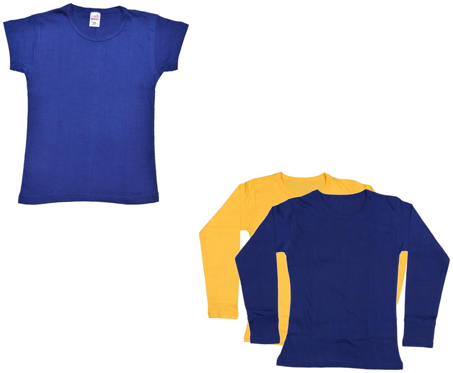 

Indiweaves Girl Cotton Solid T shirt - Multi