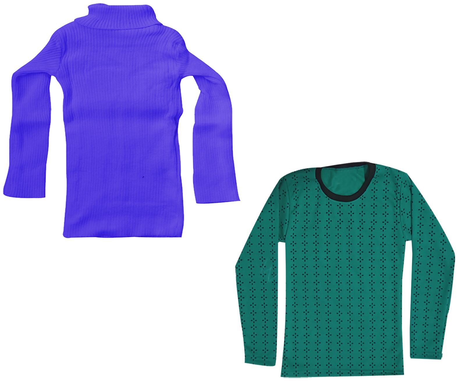 

Indiweaves Girl Wool Printed T shirt - Blue Green