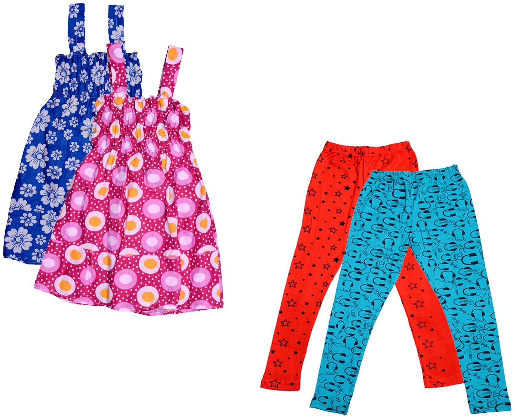 

Indiweaves Girl Cotton Top Bottom Set - Multi