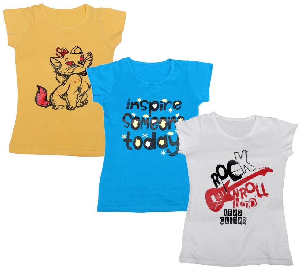 

Indiweaves Girl Cotton Printed T shirt - Multi