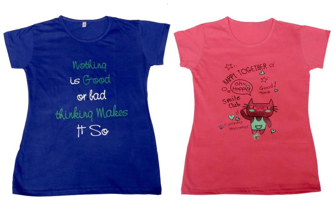 

Indiweaves Girl Cotton Solid T shirt - Multi