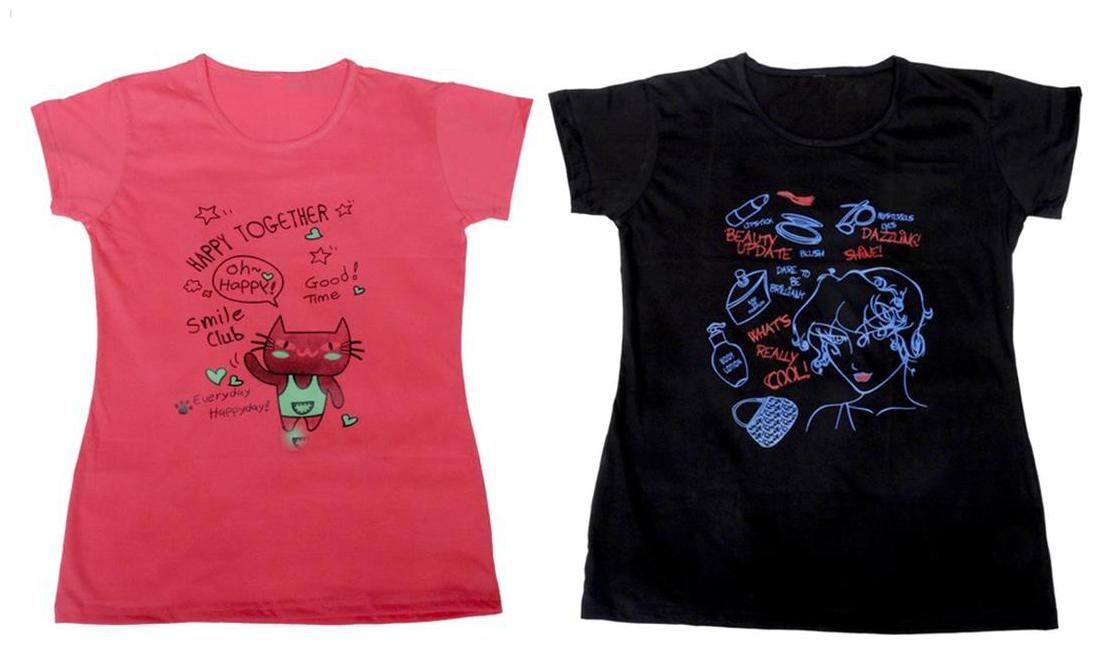 

Indiweaves Girl Cotton Solid T shirt - Multi