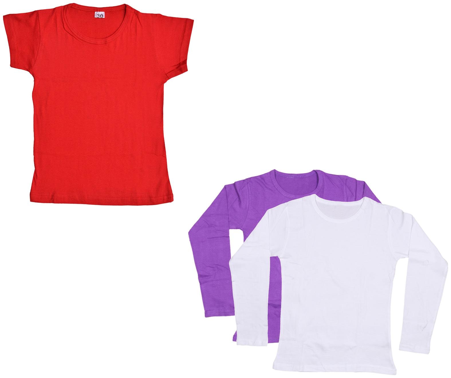 

Indiweaves Girl Cotton Solid T shirt - Multi