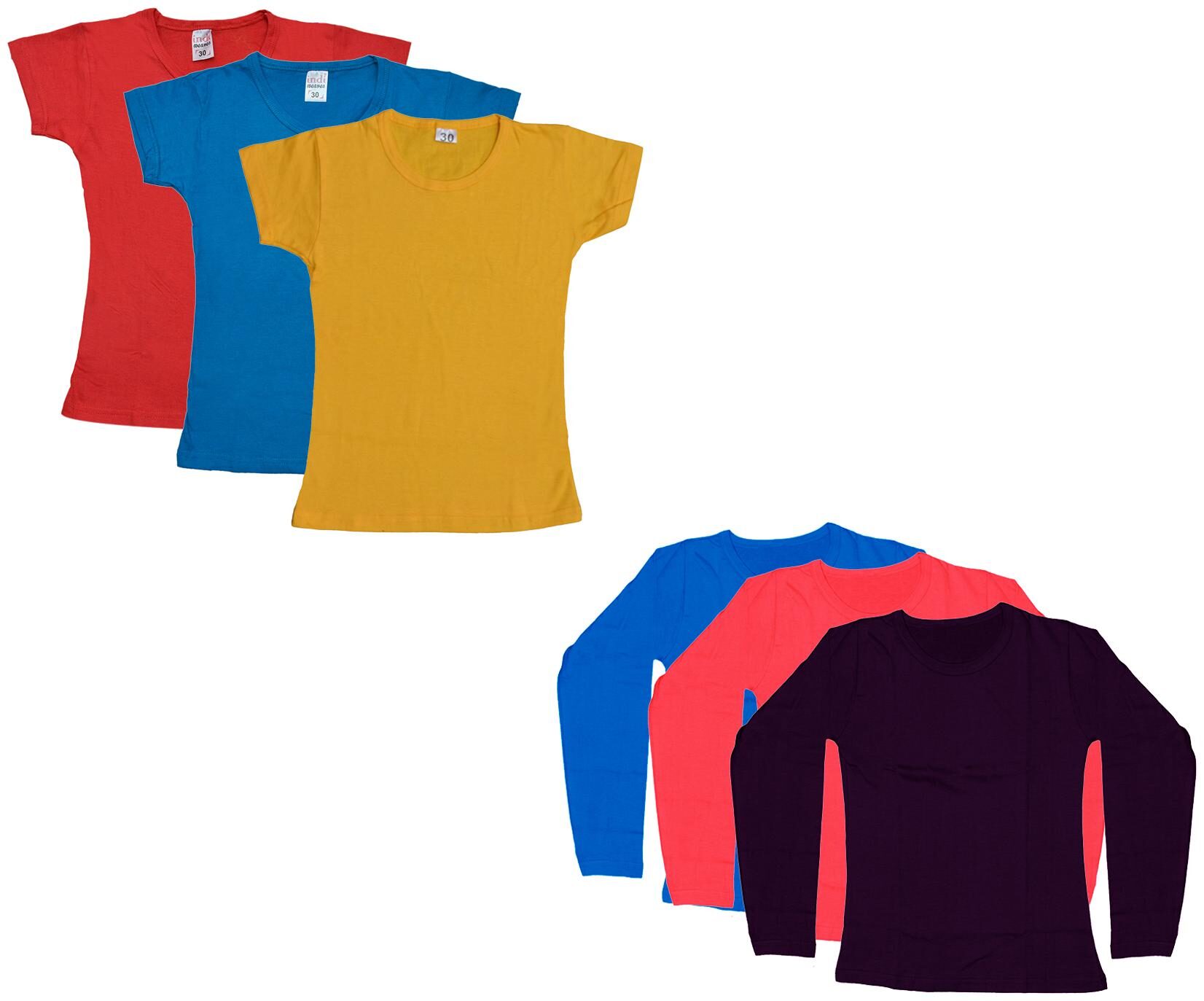 

Indiweaves Girl Cotton Solid T shirt - Multi