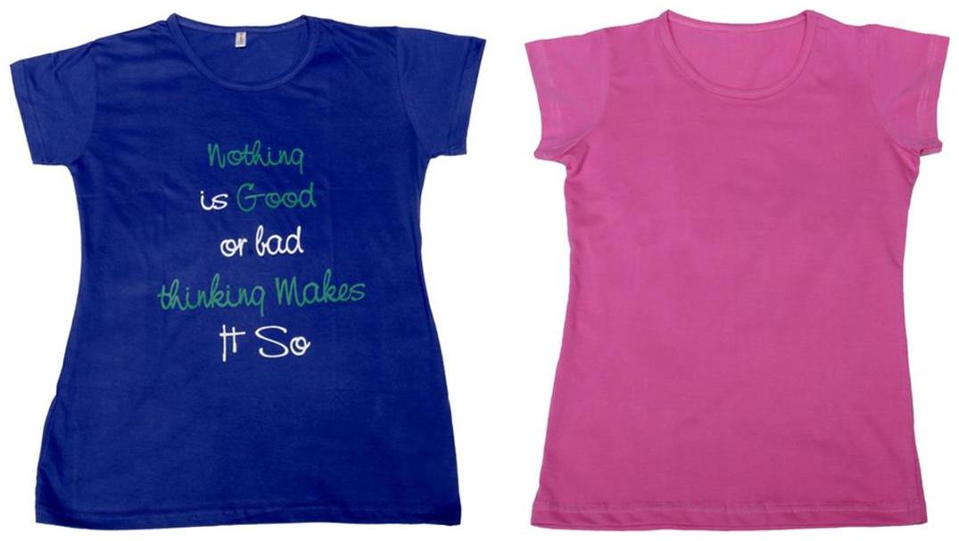 

Indiweaves Girl Cotton Solid T shirt - Multi