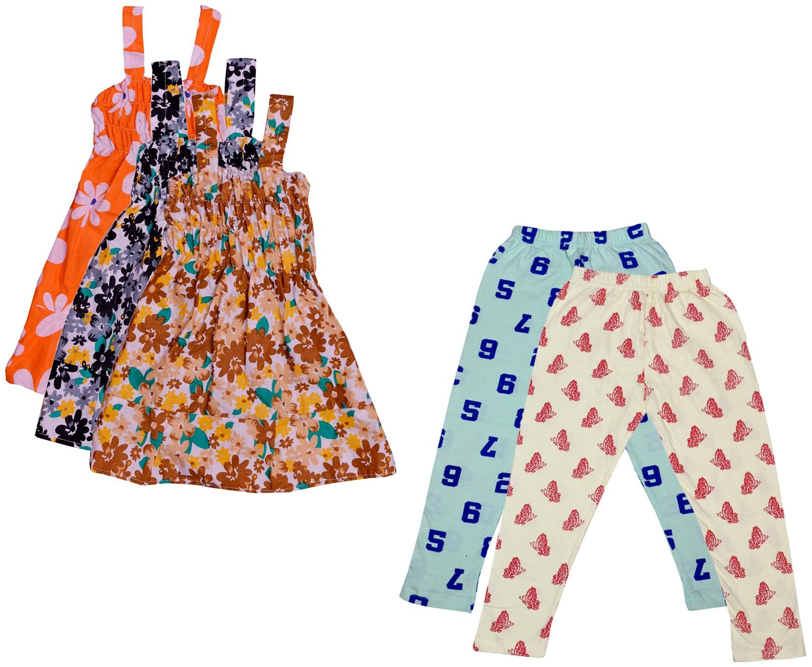 

Indiweaves Girl Cotton Top Bottom Set - Multi