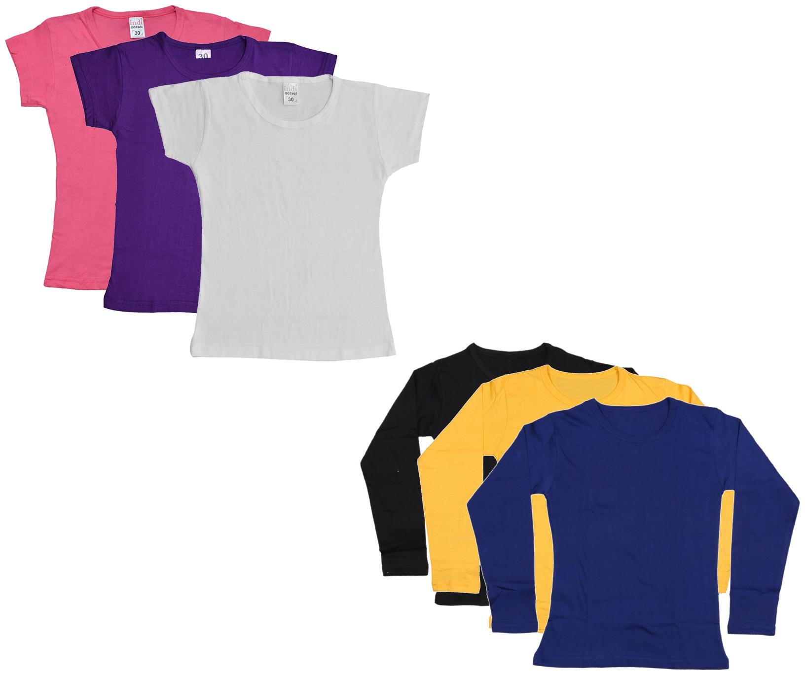 

Indiweaves Girl Cotton Solid T shirt - Multi