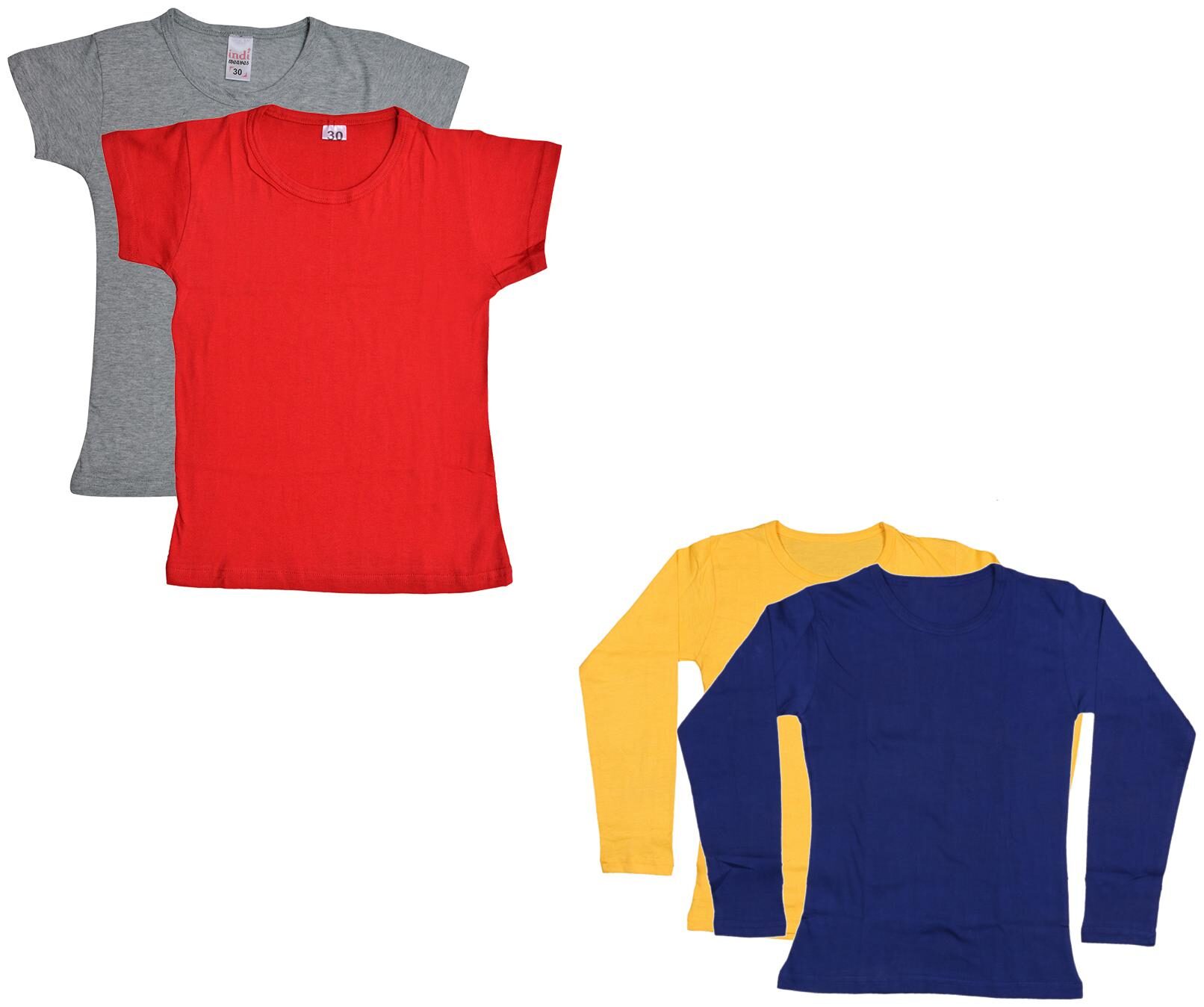

Indiweaves Girl Cotton Solid T shirt - Multi