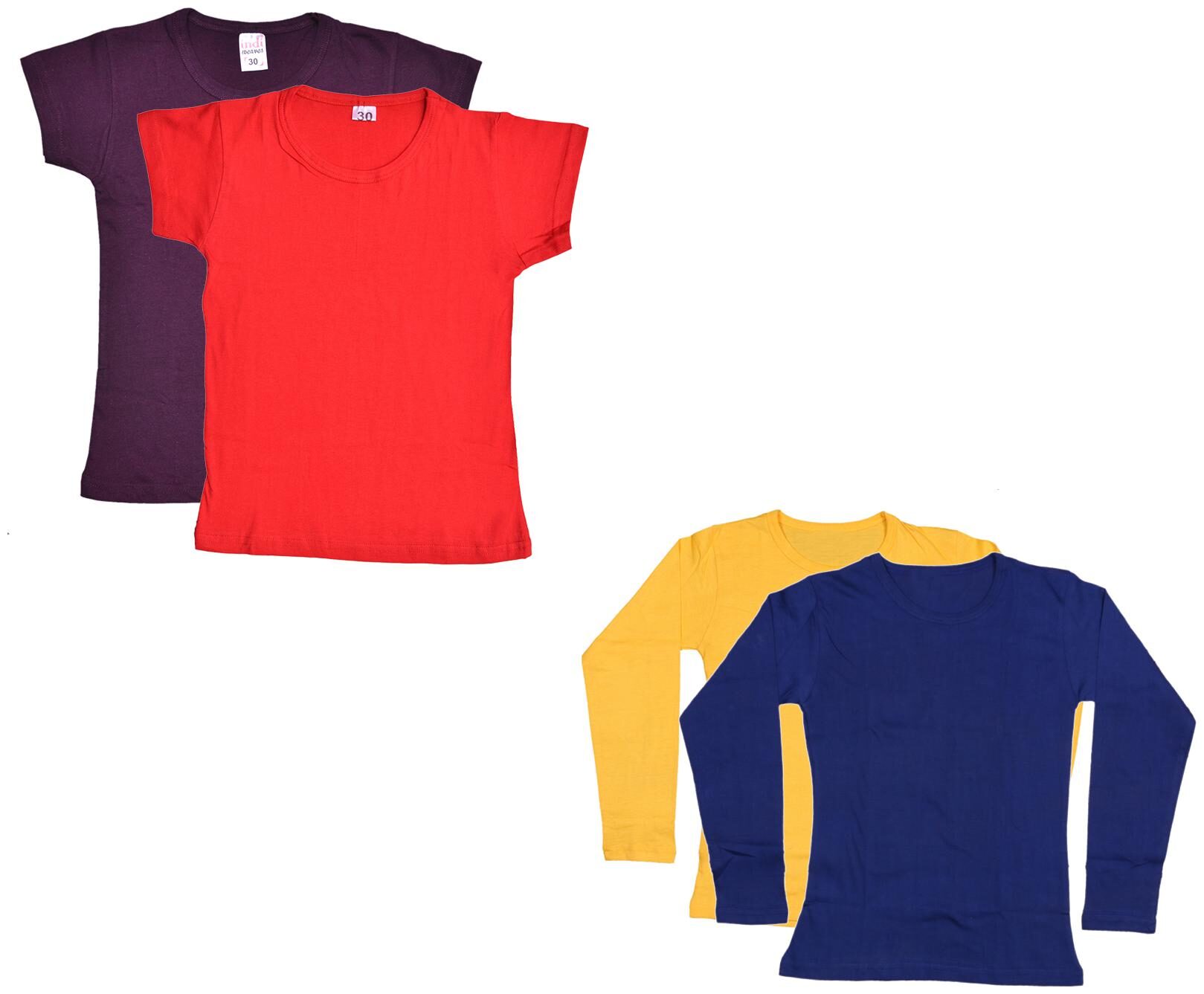 

Indiweaves Girl Cotton Solid T shirt - Multi