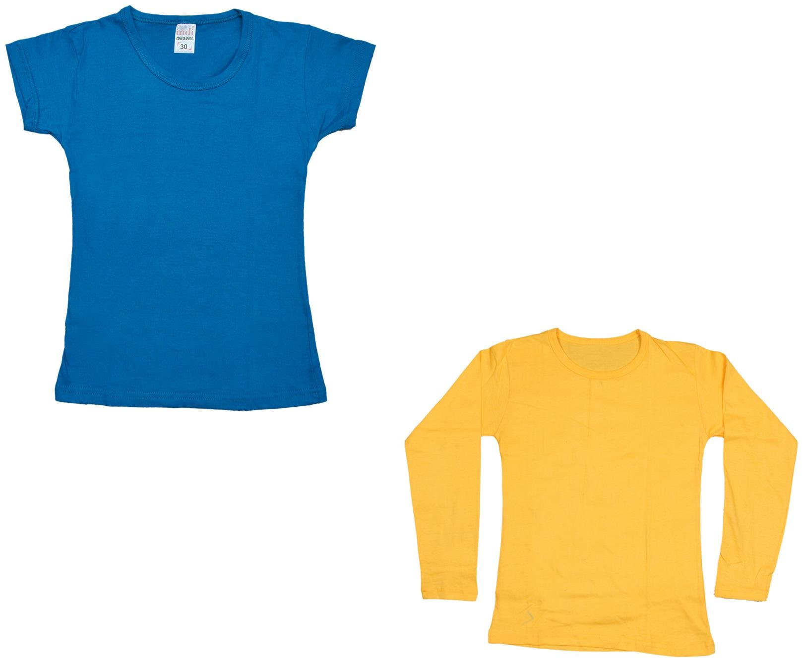 

Indiweaves Girl Cotton Solid T shirt - Multi