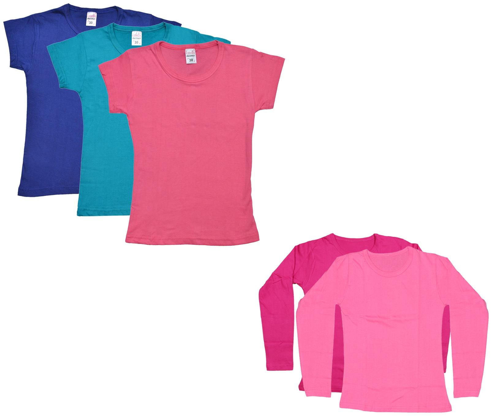 

Indiweaves Girl Cotton Solid T shirt - Multi