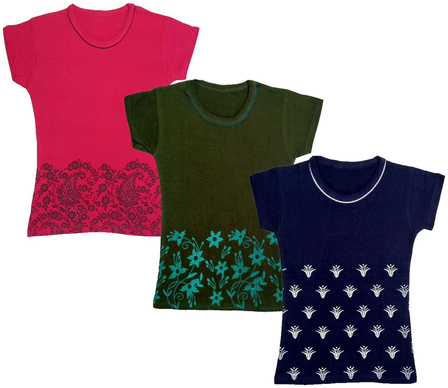 

Indiweaves Girl Cotton Printed T shirt - Multi