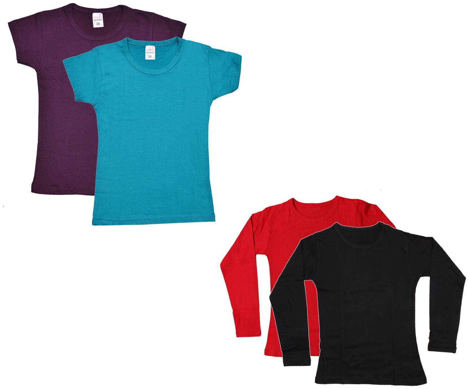

Indiweaves Girl Cotton Solid T shirt - Multi