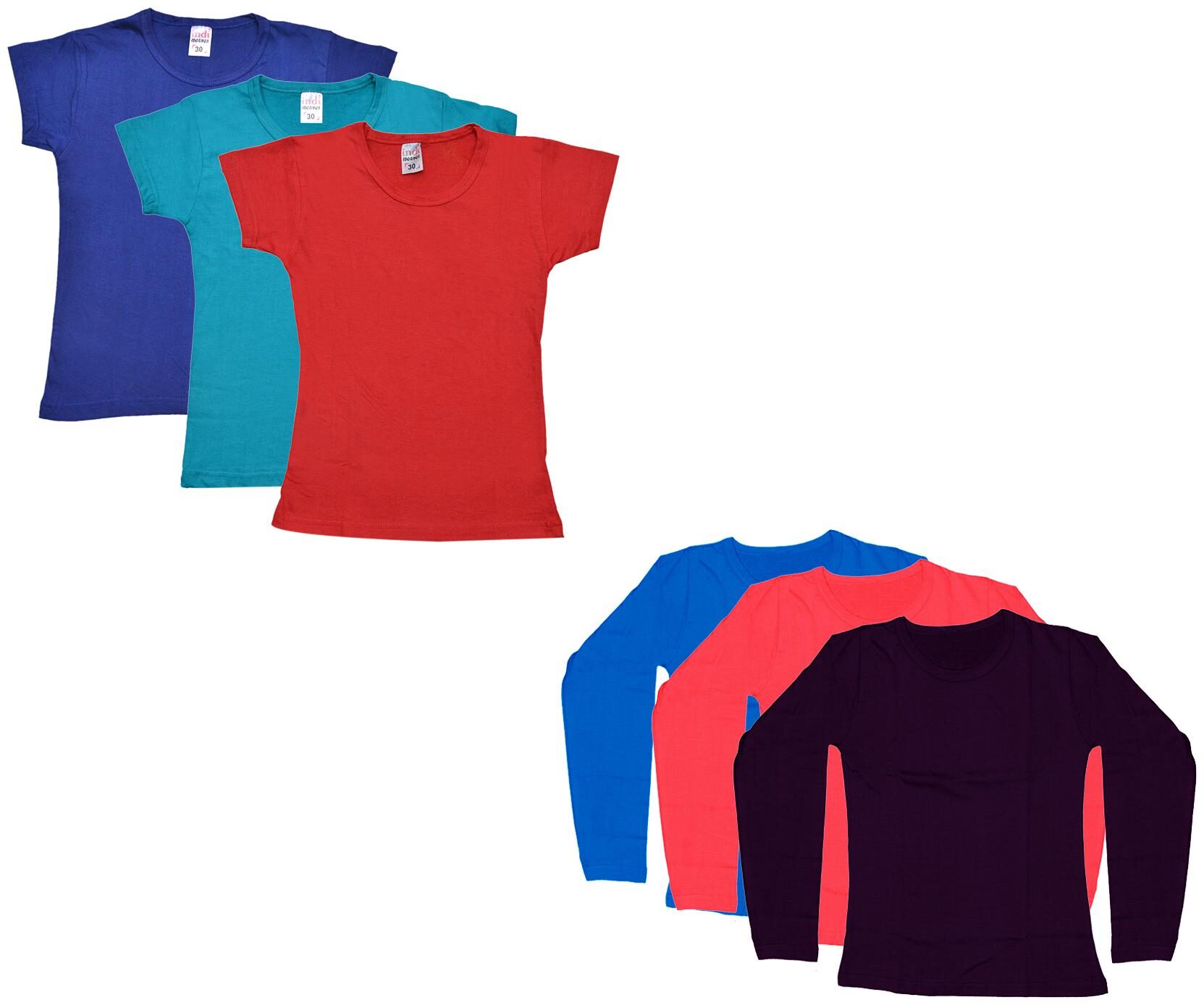 

Indiweaves Girl Cotton Solid T shirt - Multi