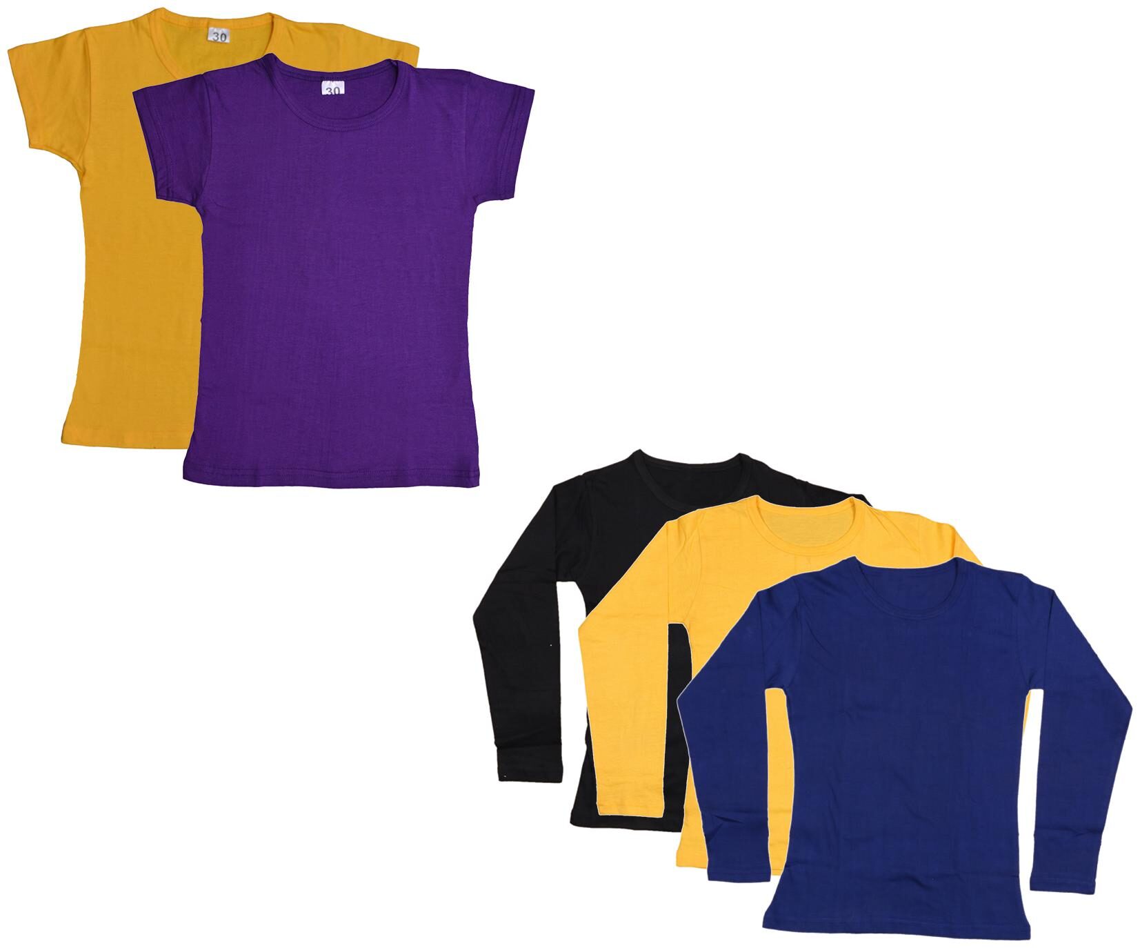 

Indiweaves Girl Cotton Solid T shirt - Multi