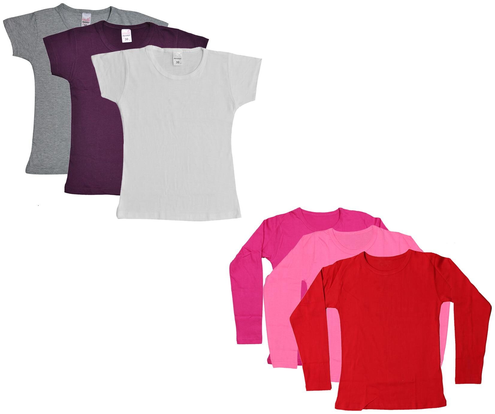 

Indiweaves Girl Cotton Solid T shirt - Multi