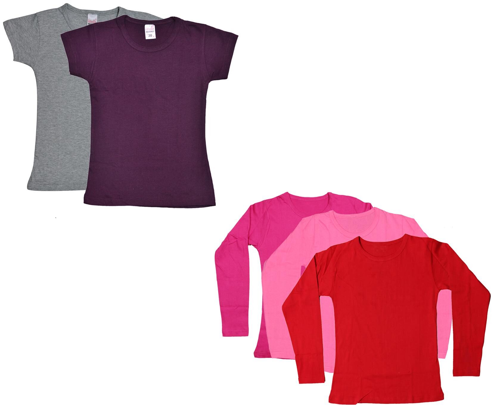 

Indiweaves Girl Cotton Solid T shirt - Multi