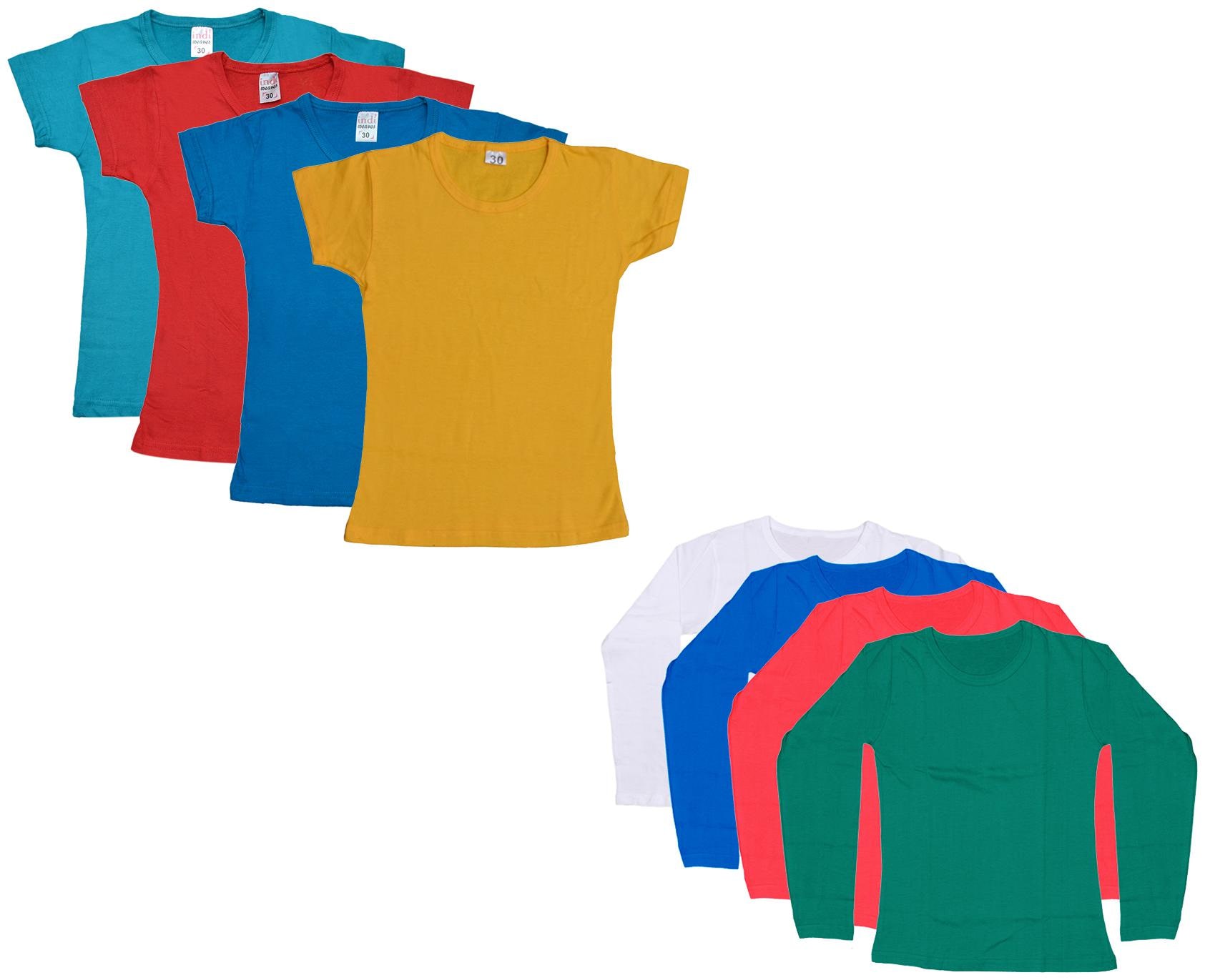 

Indiweaves Girl Cotton Solid T shirt - Multi