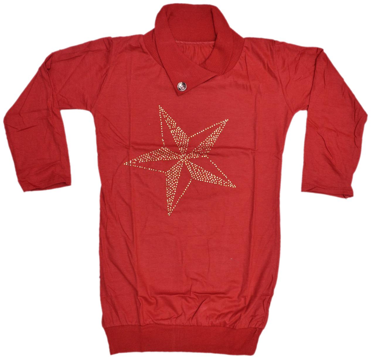 

Indiweaves Girl Cotton Printed Top - Red