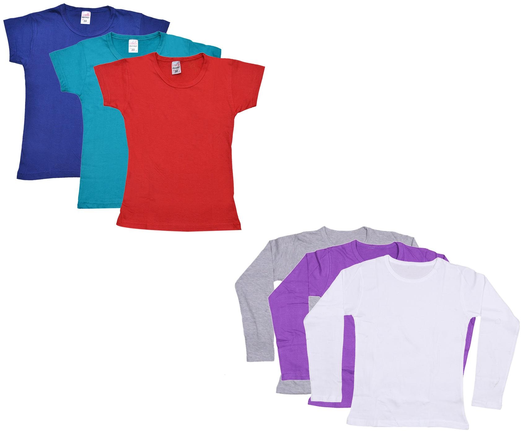 

Indiweaves Girl Cotton Solid T shirt - Multi