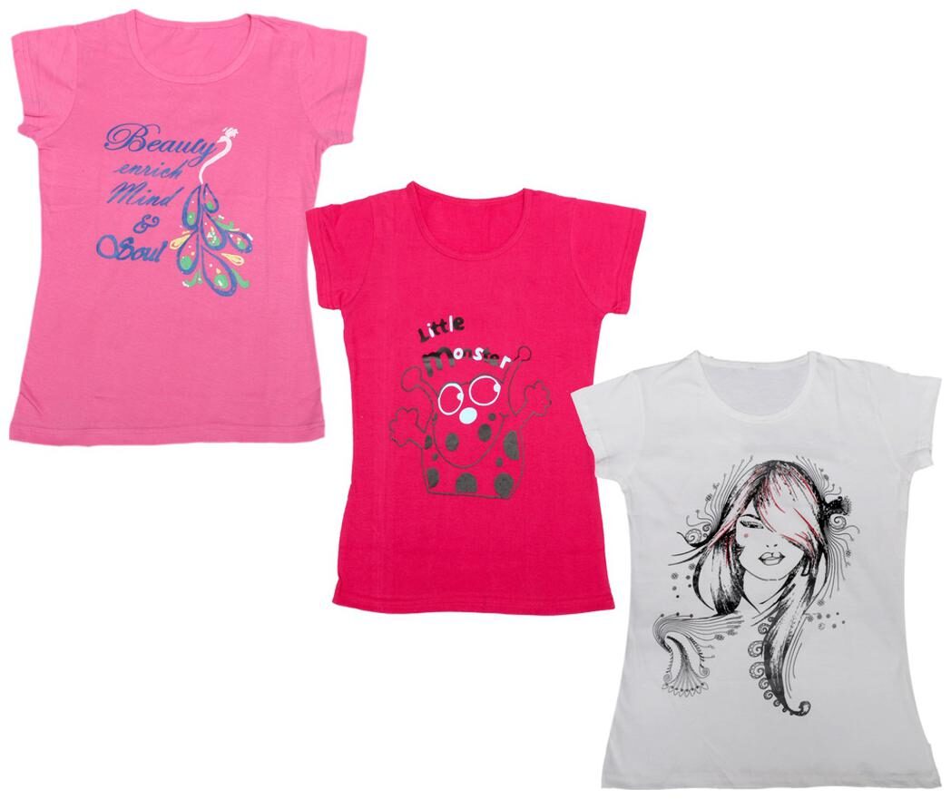 

Indiweaves Girl Cotton Printed T shirt - Multi