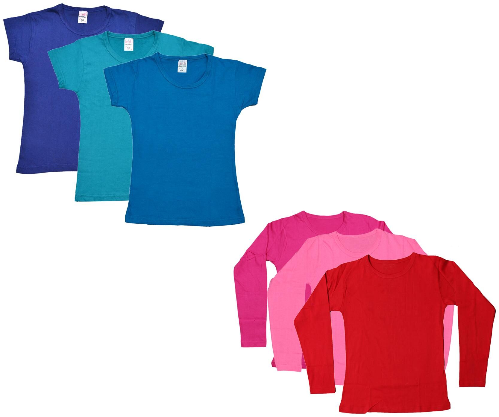 

Indiweaves Girl Cotton Solid T shirt - Multi