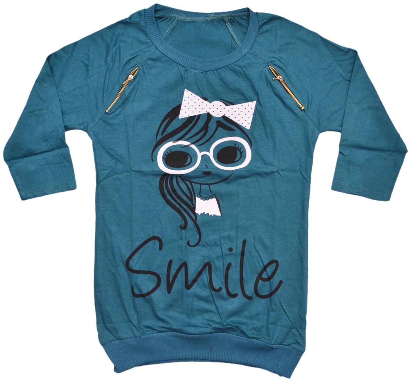 

Indiweaves Girl Cotton Printed Top - Blue