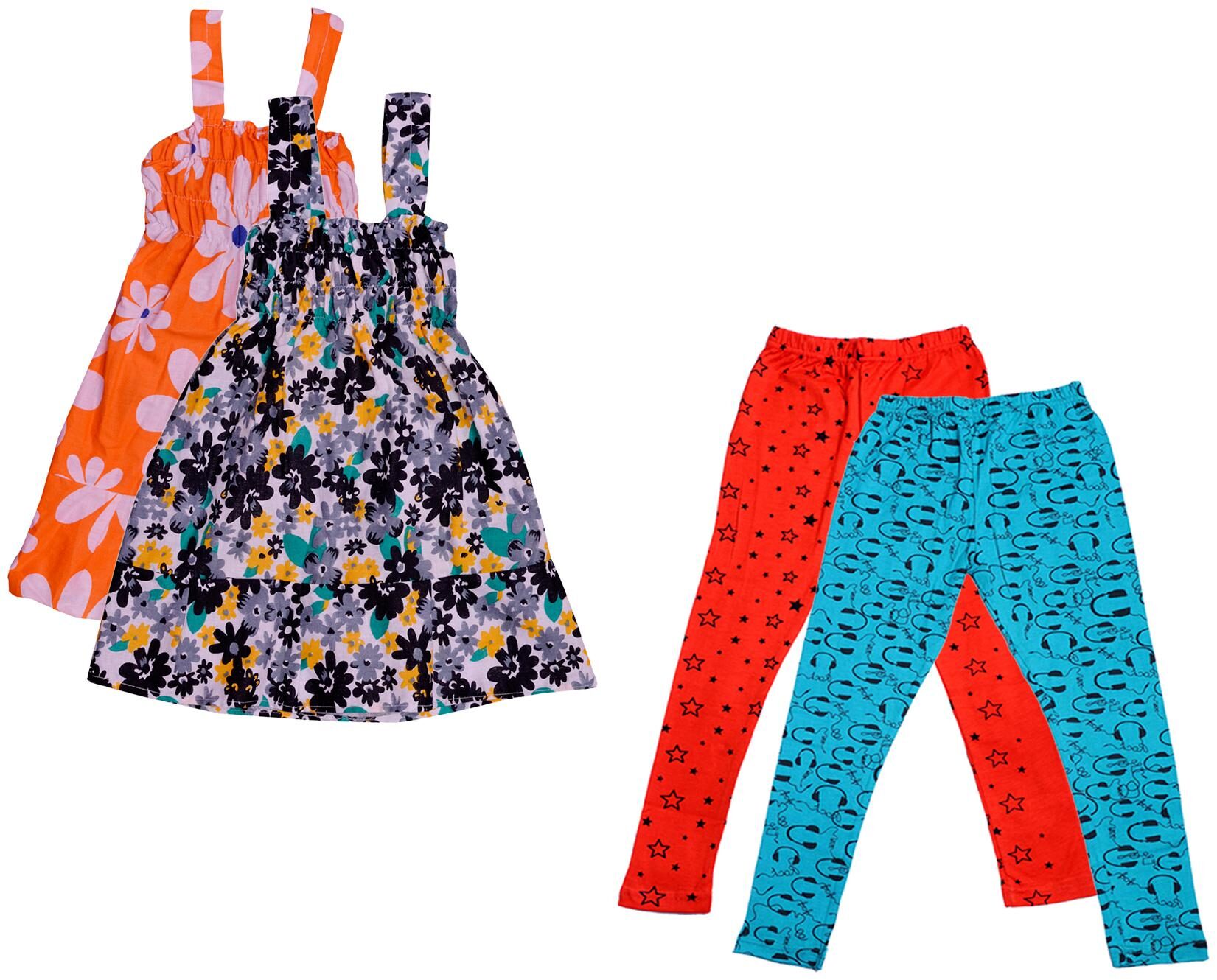 

Indiweaves Girl Cotton Top Bottom Set - Multi