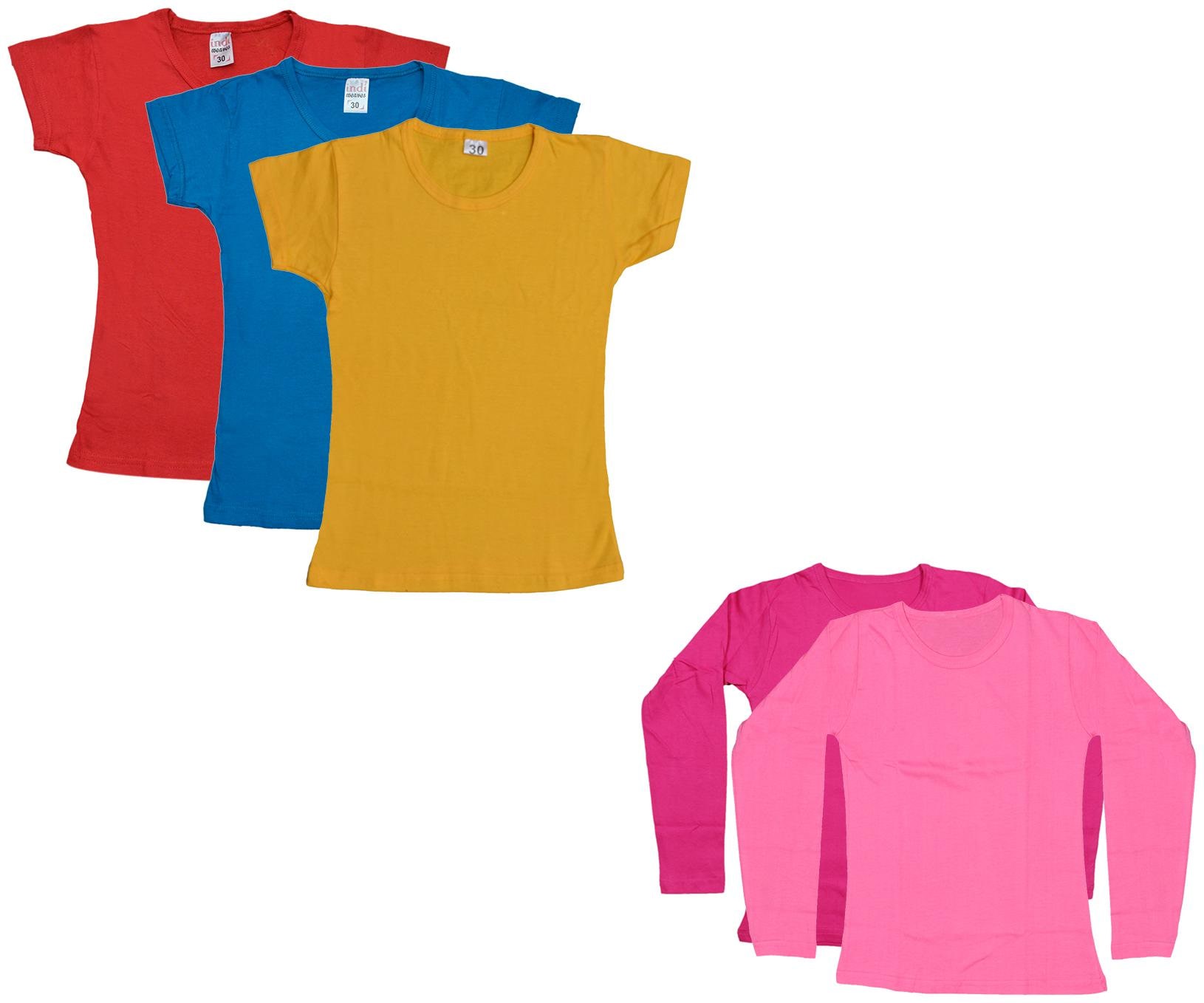 

Indiweaves Girl Cotton Solid T shirt - Multi