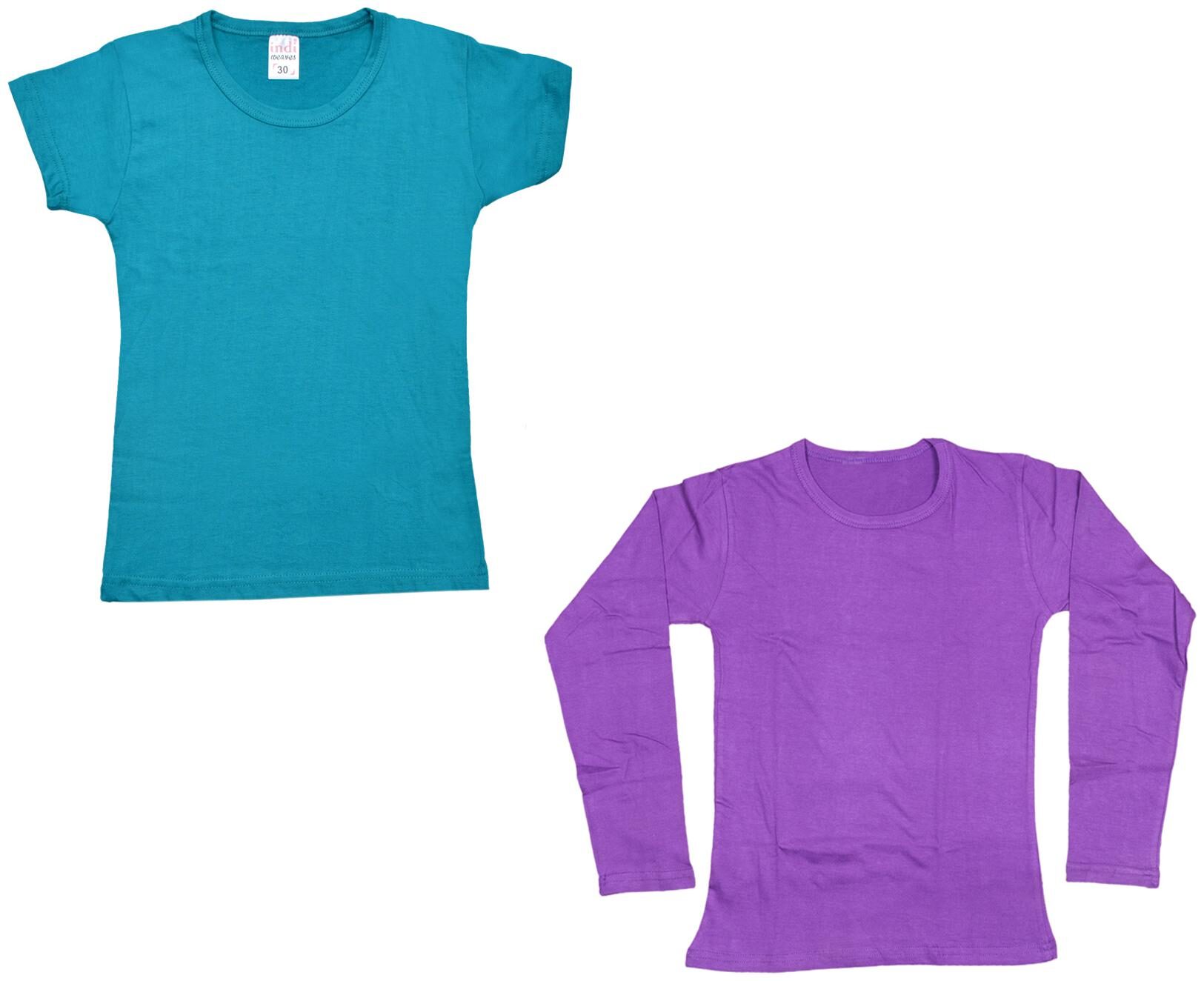 

Indiweaves Girl Cotton Solid T shirt - Multi