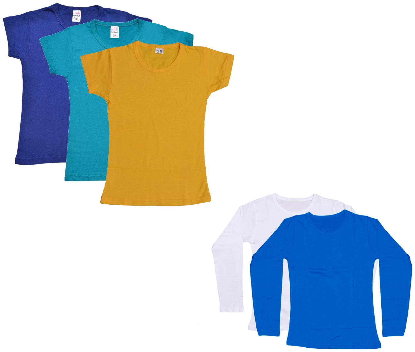 

Indiweaves Girl Cotton Solid T shirt - Multi