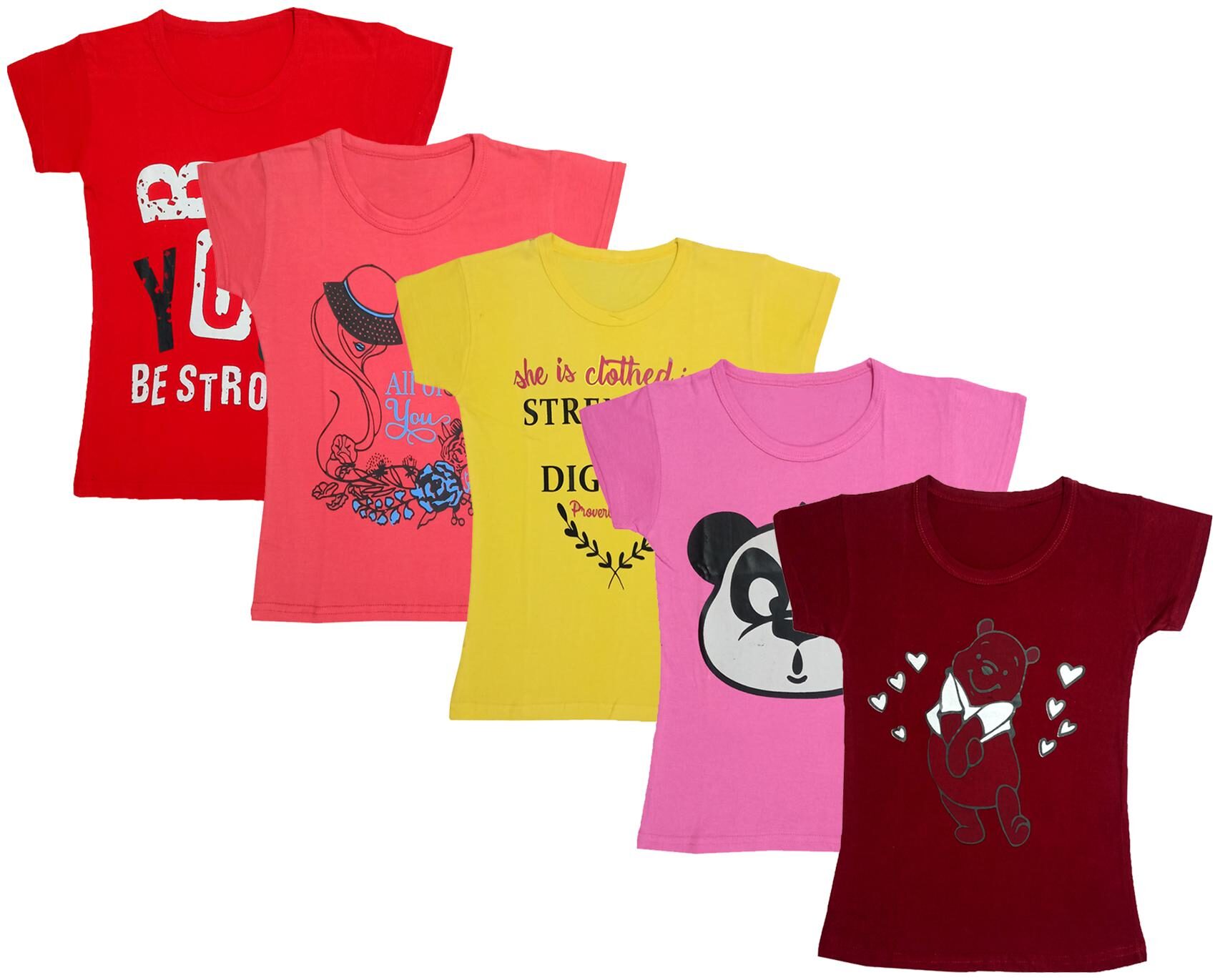 

Indiweaves Girl Cotton Printed T shirt - Multi