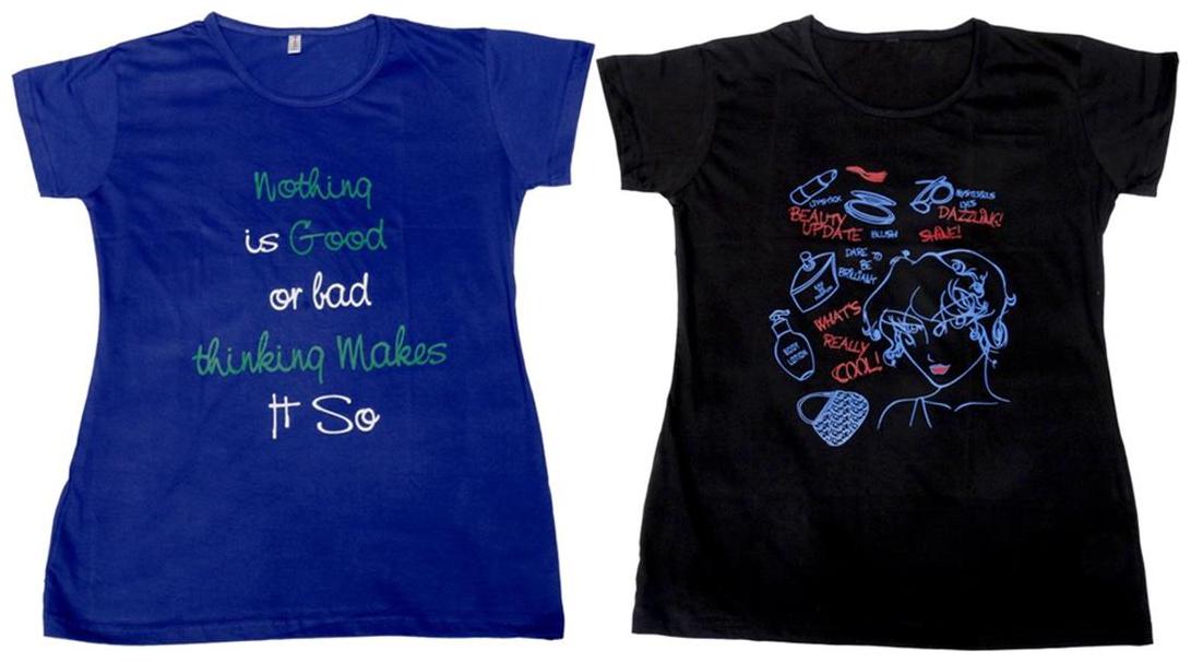 

Indiweaves Girl Cotton Solid T shirt - Multi